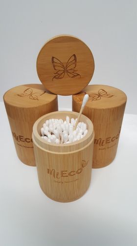 Bamboo Cotton Buds 100pk in Reusable Bamboo Tube w/Lid